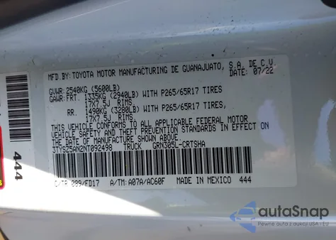 2022 Toyota Tacoma Trd Sport from USA, damaged, VIN 3TYSZ5AN2NT092498